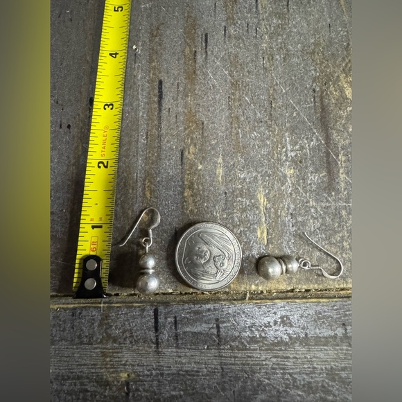 Vintage Sterling Silver Double Graduated Ball Bead 1” Dangle Earrings - 2.75g - Picture 4 of 5